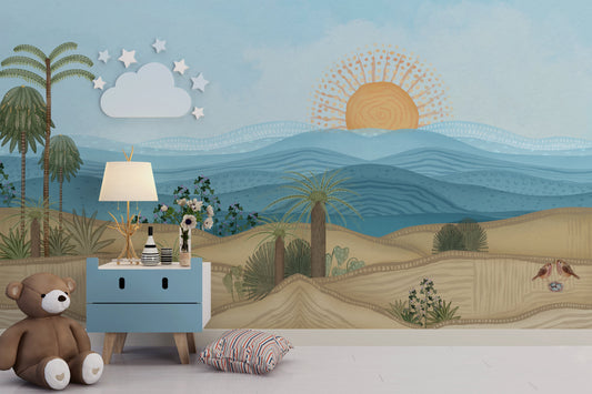 This captivating design brings the peaceful essence of sandy shores and distant horizons right into your home, creating a tranquil backdrop for any room.